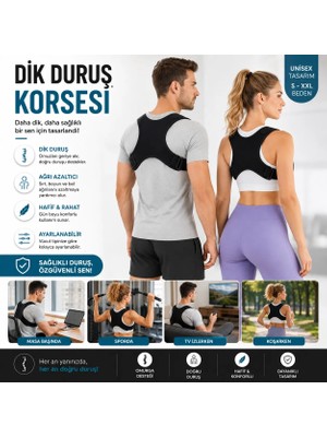 Baffhome Dik Duruş Korsesi Kifoz Skolyoz Kamburluk Önleyici Omuz Sırt Ortopedik Duruş Düzeltici Kadın Erkek