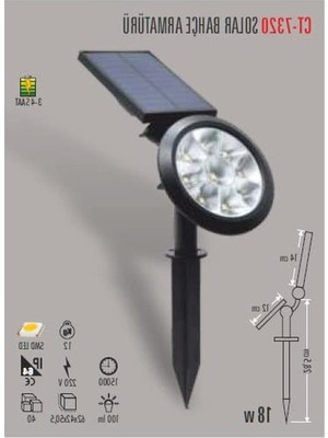 Esranın Dünyası Güneş Enerjili Bahçe Aydınlatması, 18W IP65 Suya Dayanıklı