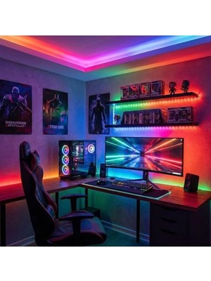 Esranın Dünyası 5 Metre Rgb Şerit LED Işık - Suya Dayanıklı, Kumandalı, 16 Renk Seçeneği
