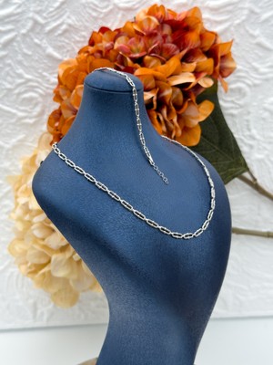 Livora Jewelry 925 Ayar Gümüş Taşsız U Zincir Model Spor Kolye ve Bileklik Kadın Ikili Set