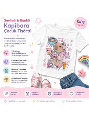 Tişört Kodu Sevimli Kapibara Çocuk Tişörtü – Kawaii Japon Tasarımı