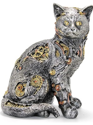 Zenviaa Steampunk Polyester Kedi Figürü Model 1  Zenviaae