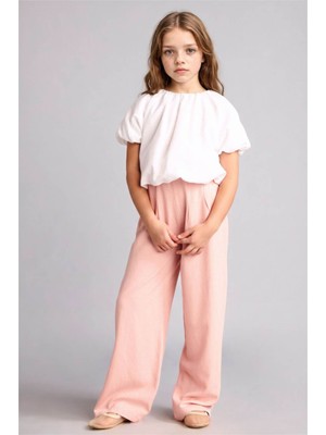 Defacto Wide Leg Keten Karışımlı Pembe Kız Çocuk Pantolon H1212A8/BR74