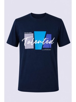 Trender Talented Baskı Süpreme Indigo Erkek T-Shirt 226-07