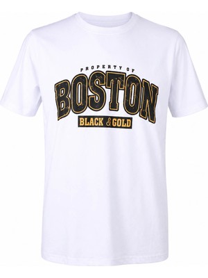 Trender Boston Black&gold Süpreme Beyaz Erkek T-Shirt 226-20