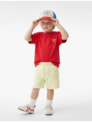 Koton Pamuklu Nakışlı Kırmızı Erkek Bebek T-Shirt 6SMB10205TK