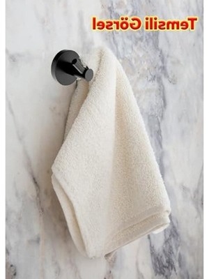 Larskas Yapışkanlı Metal Banyo Askılığı, Siyah, 2'li Takım