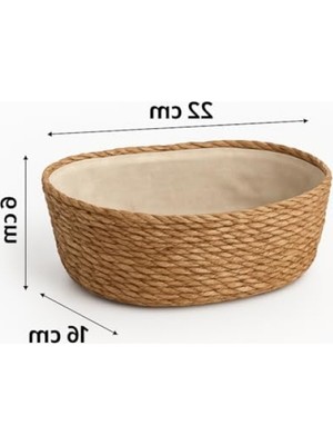 Larskas El Yapımı Doğal Hasır Ekmek Sepeti - 22X16X8 cm