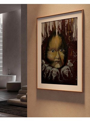 Clovendi Kurt Kadın Portresi Sanat Baskısı, Sembolik Modern Figüratif Resim