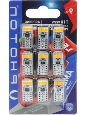 Larskas T10 W5W 12V LED Ampul Seti - 9'lu Blister, Amber Renk