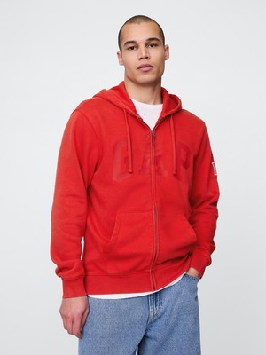 Gap Erkek Kırmızı Vintagesoft Gap Logo Fermuarlı Sweatshirt