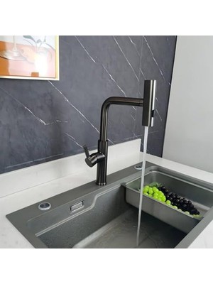 Larskas Şelale Fonksiyonlu Mutfak Evye Bataryası - Siyah Renk Seçeneği