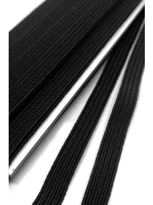 Larskas Siyah 6 mm 5 mt Yassı Sert Elastik Şerit Lastik - Dayanıklı Malzeme