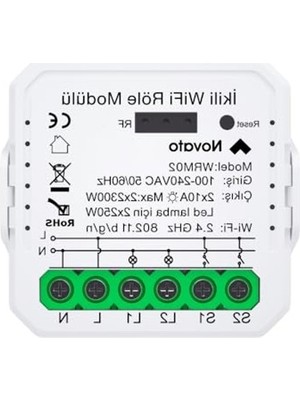 Larskas Çift Çıkışlı Akıllı Anahtar Modülü, 2X10A - 220V Röle ile Google Asistan Uyumlu