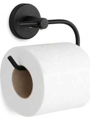 Larskas Mat Siyah 35 mm Oval Bantlı Tuvalet Kağıdı Askısı, Kolay Montajlı Banyo Aksesuarı
