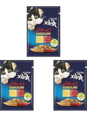 Larskas Sığır ve Tavuk Etli Çifte Lezzet Yaş Kedi Maması - 85 G, 3'lü Paket