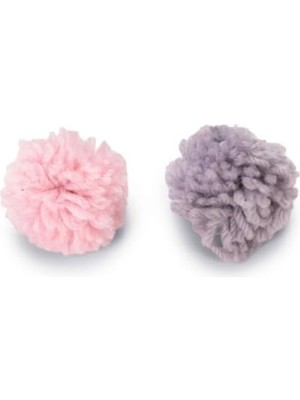 Larskas Yün Kedi Oyuncağı, Pembe ve Gri, 2 Adet, 4 cm Boyut