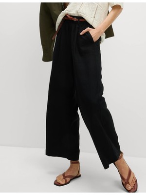 Marks & Spencer Keten Karışımlı Geniş Paça Pantolon