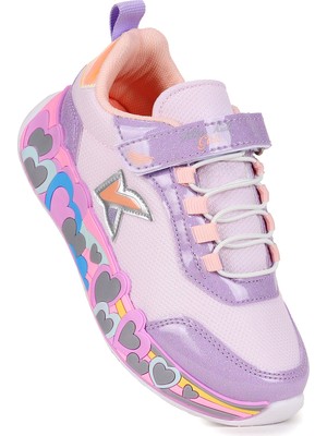 Kiko Kids Heart Günlük Cırtlı Kız Çocuk Spor Ayakkabı Lila