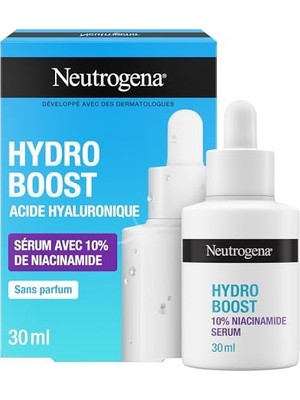Larskas Neutrogena Hydro Boost Serum%10 Niasinamid (30 ml Pipetli Şişe) – Hyalüronik Asit ve Niasinamid Içeren Nemlendirici Serum – Cilt Tonunu Eşitlemeye ve Canlandırmaya Yardımcı Yüz Bakımı