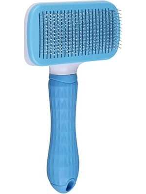 Larskas Mavi Basmalı Kedi ve Köpek Tarağı – Otomatik Temizlenen Pet Fırçası – Paslanmaz Çelik Iğneli – Ergonomik Saplı – Tüy Toplama ve Bakım Için Pratik Tarak