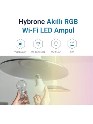 Larskas Hybrone LED Rgb Wi-Fi Akıllı Ampul, 16 Milyon Renk, 900 Lümen, E27 Duy, Uygulama ile Uzaktan Kontrol          [enerji Sınıfı F]