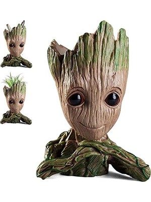 Larskas Galaksinin Koruyucuları Baby Groot Figür Elleri Çenesinde Saksı Kalemlik Pla Büyük 15 cm