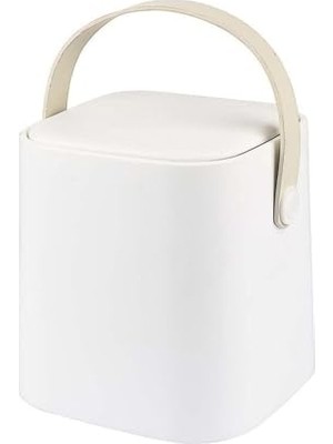 Larskas Tutma Saplı Iç Kovalı Tezgah Üstü Mutfak Çöp Kovası, 4 Litre, Kilitli Kapak, Click Kapak, 20X20X22 cm (Beyaz, 4 Litre)
