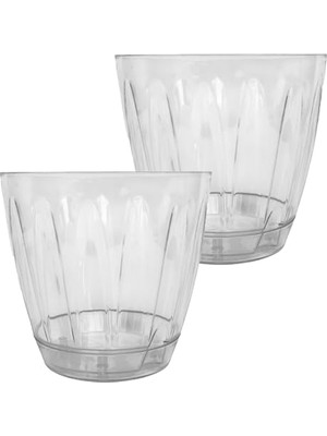 Larskas 2 Adet Plastik Orkide Saksısı Seti 1,5 Lt Gizli Tabaklı Şeffaf Saksı 145 x 135 mm