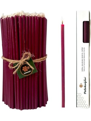 Larskas Petekoğlu Balmumu Mum Dilek Mumu Doğal Petek Ince Uzun Parti Nişan Düğün Ritüel Doğum Günü Mum 15 Adet Beeswax Candle (Bordo)          [enerji Sınıfı A+++]