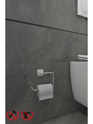 Larskas Alper Banyo Kare Krom Yapışkanlı Açık Tuvalet Kağıtlığı Wc Kağıtlık Tuvalet Kağıdı Askısı
