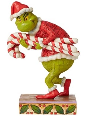 Larskas Grinch By Jim Shore Şeker Kamışı Çalan Grinch Heykelcik, 19 Cm, Çok Renkli