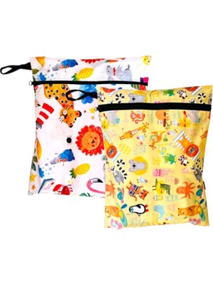 Karahanbey Yorni 2 Adet Sıvı Geçirmeyen Çok Amaçlı Çanta, 30 x 35 cm Jungle ve 37 x 30 cm Summer Desen, Yıkana