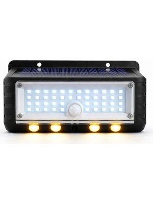 Larskas Panter Solar Hareket Sensörlü LED Duvar Lambası 3W 44 Smd Beyaz + 4 Gün Işığı Led, 300 Lümen, IP65 Su Geçirmez, 3 Modlu Güneş Enerjili Aplik, Balkon ve Bahçe Aydınlatması          [enerji Sınıfı A]