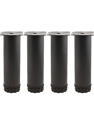Larskas BADEM10 4 Adet Mobilya Kanepe Baza Koltuk Metal Destek Ayağı Ayarlanabilir 15 cm Siyah Metal Yükseltici Ayak