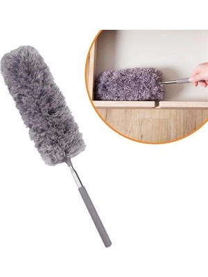 İlkyaz Fashion 140 cm Teleskopik Uzatılabilir Mikrofiber Yumuşak Başlıklı Gri Toz Alma Fırçası Toz Püskül
