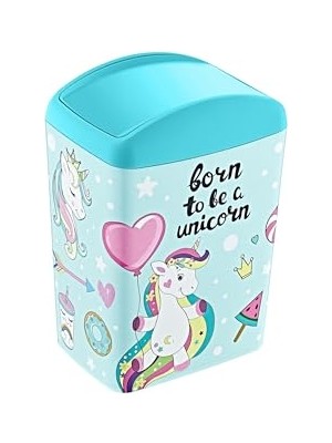 Larskas Smartware Soft Resimli Çöp Kutusu Döner Kapak 5 Lt Unicorn
