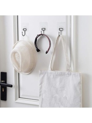 Larskas Alper Banyo Yapışkanlı Siyah Askılık, Şeffaf Tabanlı Kancalı Banyo ve Mutfak Askısı, Delmeden Montajlı Metal Havlu ve Bez Askılığı (3 Adet Gönderilmektedir)