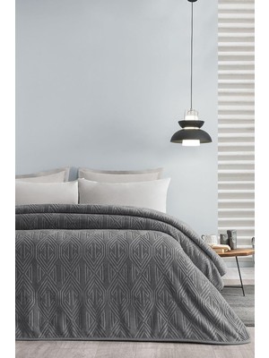 Karahanbey Puffy Melan Çift Kişilik Emboss Battaniye - Gri, 200 x 220
