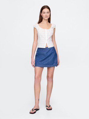 Gap Kadın Mavi Ultrasoft Denim Mini Etek