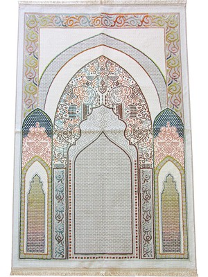 Karahanbey Geleneksel Desenli Hediyelik Halı Tipi Dokuma Seccade Bej