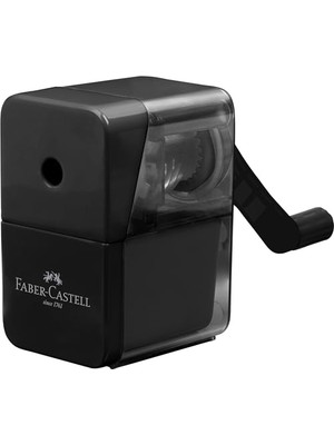 Larskas Faber-Castell Masaüstü Kollu Kalemtıraş, Siyah, 8.4 mm Çaplı, Çocuk Korumalı, Kurşun ve Boya Kalemleri Için Uygun, Toplama Hazneli