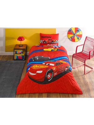 Karahanbey Taç Cars Race Track Standart Pamuk Nevresim Takımı, Kırmızı, Tek Kişilik