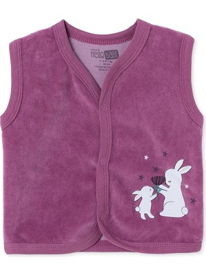 Hellobaby Kız Bebek Yelek Hayvan Baskılı Çıtçıtlı V Yaka Atlet