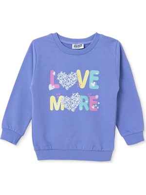 Hellobaby Kız Bebek Sweatshirt Yazı Baskılı Bisiklet Yaka Long Sleeve