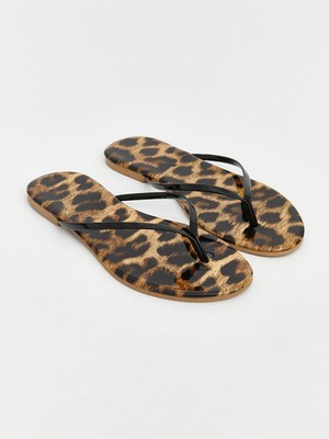Lc Waikiki Yeni Sezon Leopar Desenli Kadın Parmak Arası Terlik
