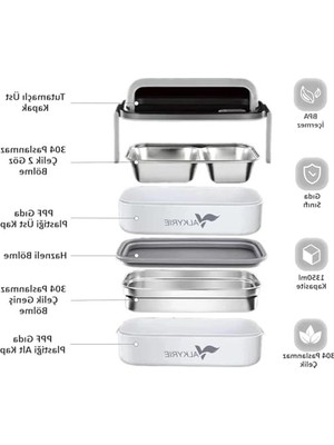 MarkEntegra Çelik Bölmeli Lunch Box Seti, Sızdırmaz ve Isı Yalıtımlı Çanta ile
