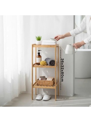 Akıllı Bayi Çok Amaçlı Raf - Organizer 3 Katlı Ahşap - Bambu 36X32X80CM