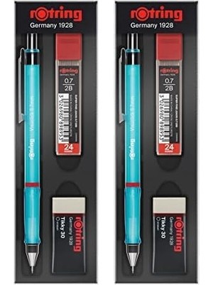 Karahanbey Rotring Visuclick Versatil Kalem 3’lü Okul Seti, Uçlu Kalem 0.7 Mm, 0.7 Uç 2b, Silgi Hediye - Mavi