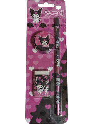 Karahanbey Kuromi 3'lü Kalem Silgi Kalemtraş Seti, Pembe